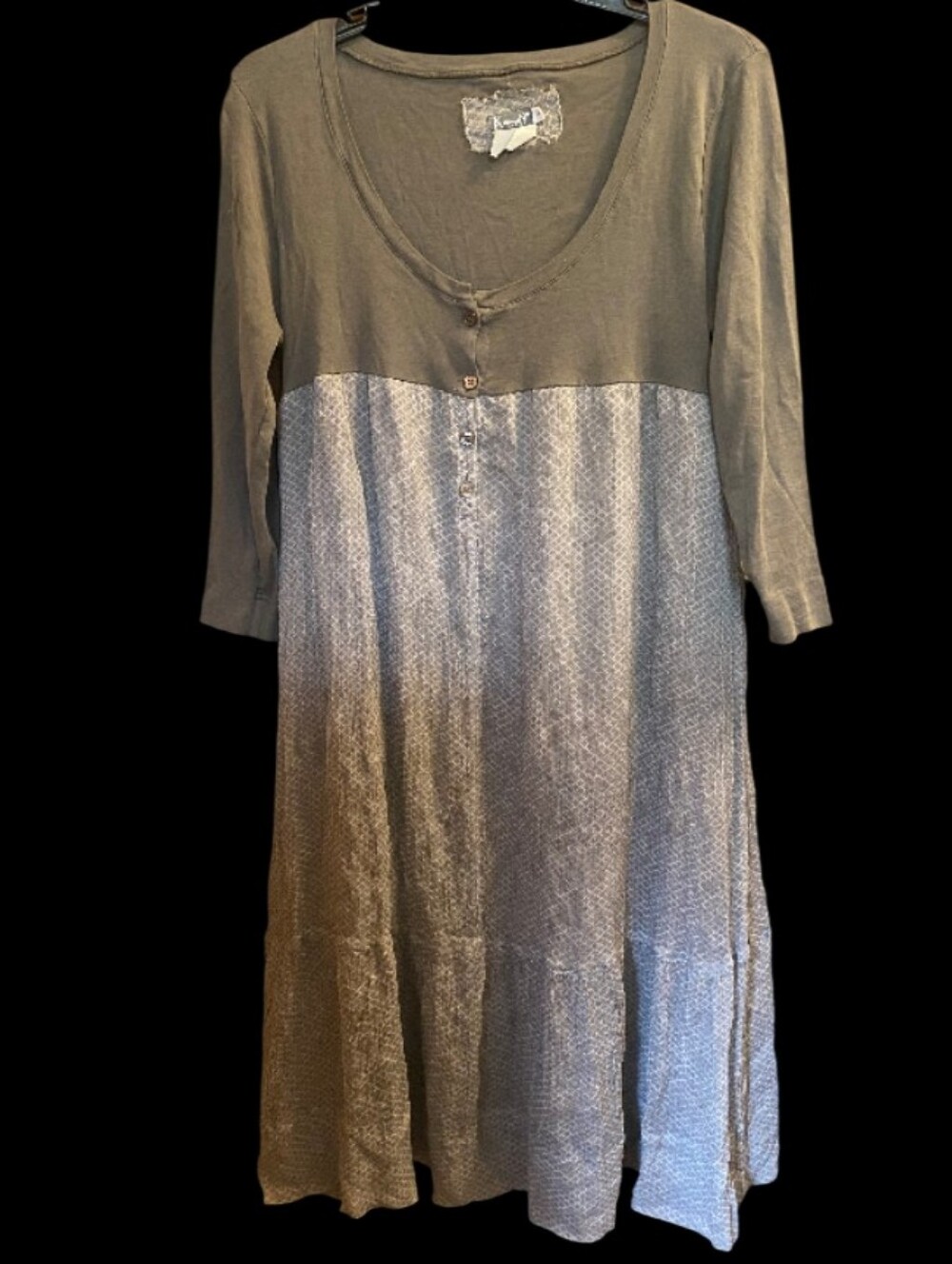 KristenseN Du Nord Sz 4 Silk 80% Cotton 20% Grey Olive Lagenlook Minimalist Dres